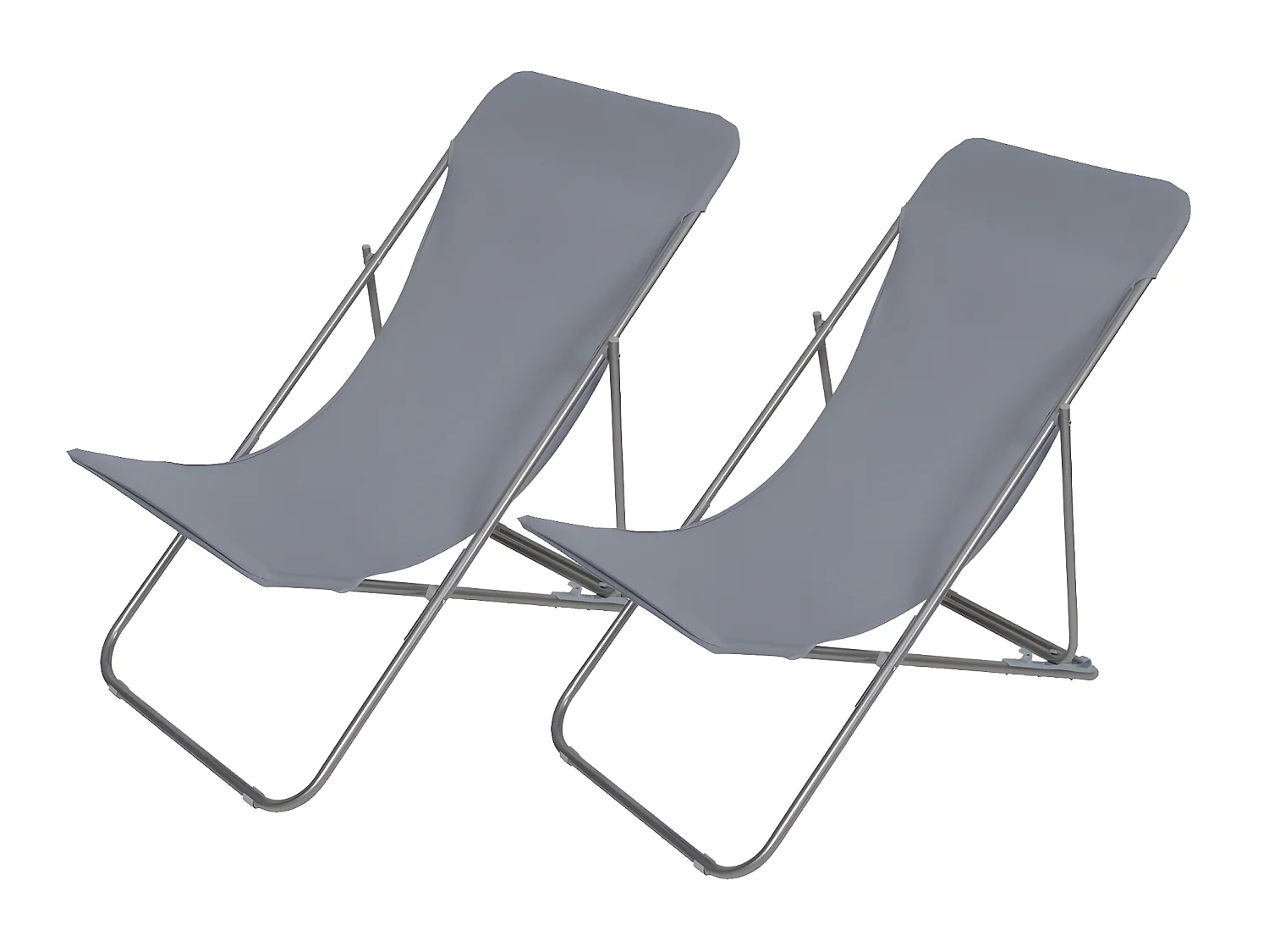 Lot de 2 chiliennes coloris ardoise en acier / polyester - L. 98 x P. 56 x H. 35/75 cm