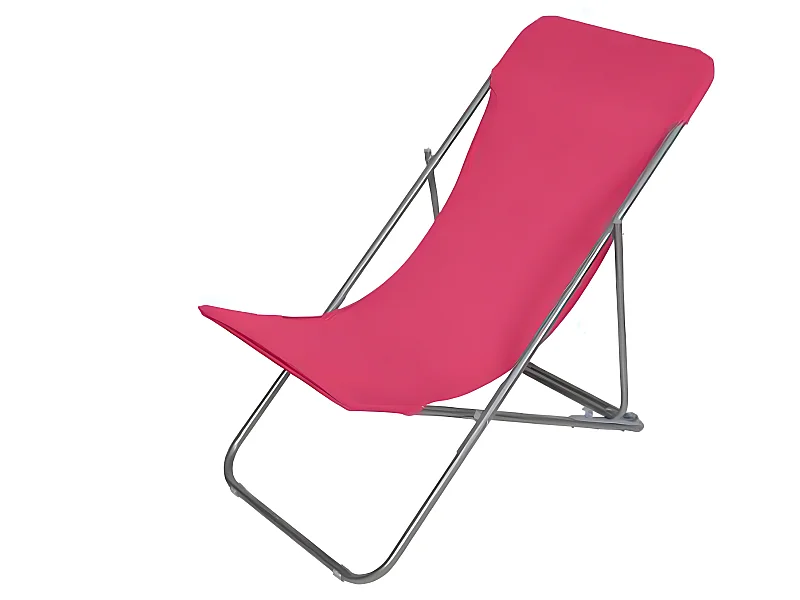 Lot de 2 chiliennes coloris Framboise en acier / polyester - L. 98 x P. 56 x H. 35/75 cm