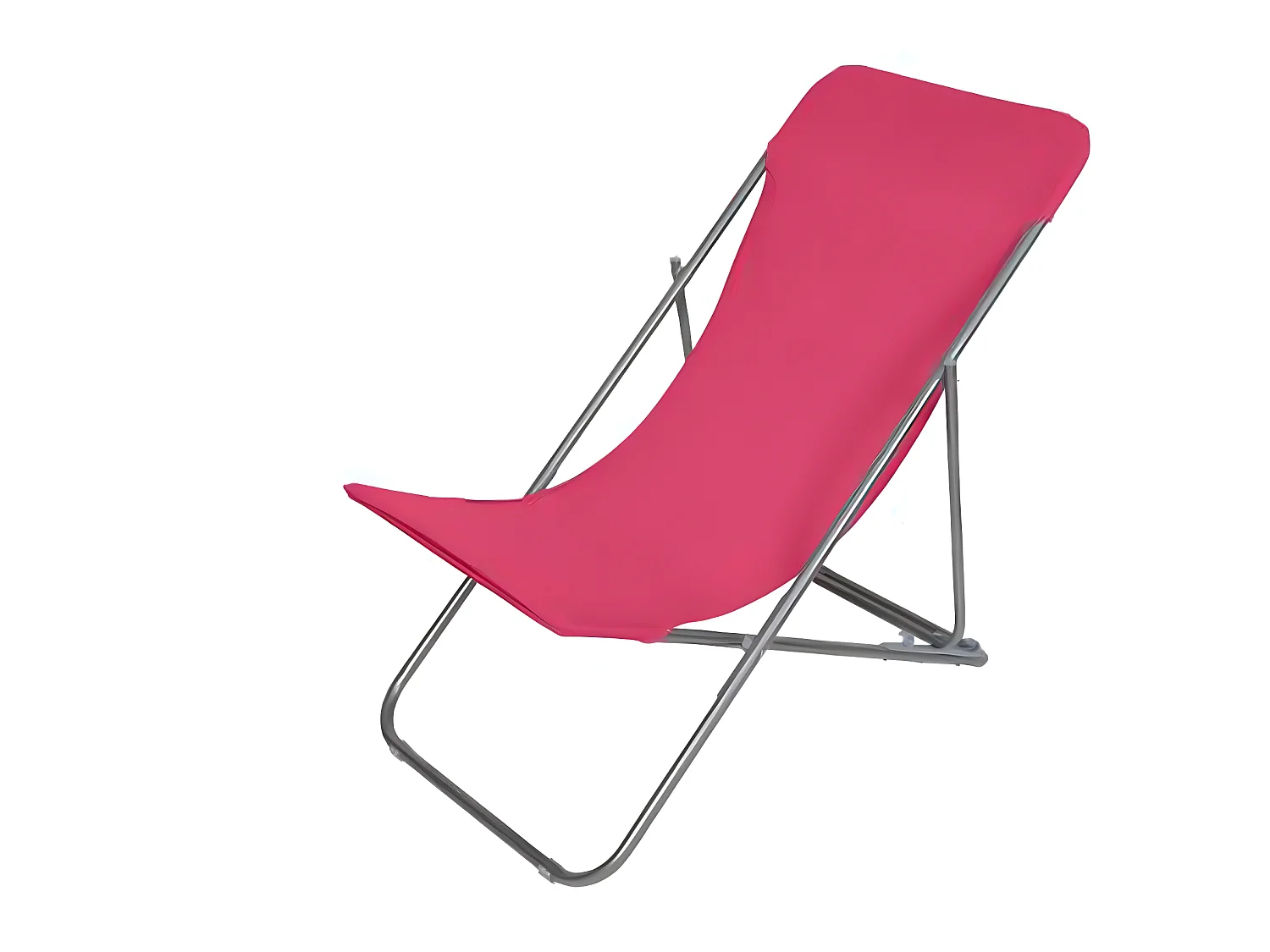 Lot de 2 chiliennes coloris Framboise en acier / polyester - L. 98 x P. 56 x H. 35/75 cm