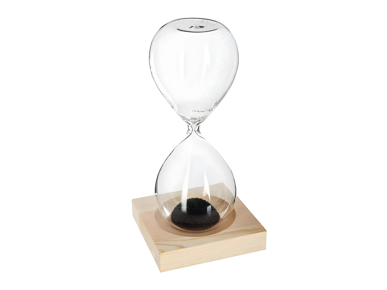 Sablier magnétique en verre et bois - L. 6 x l. 6 x H. 15 cm