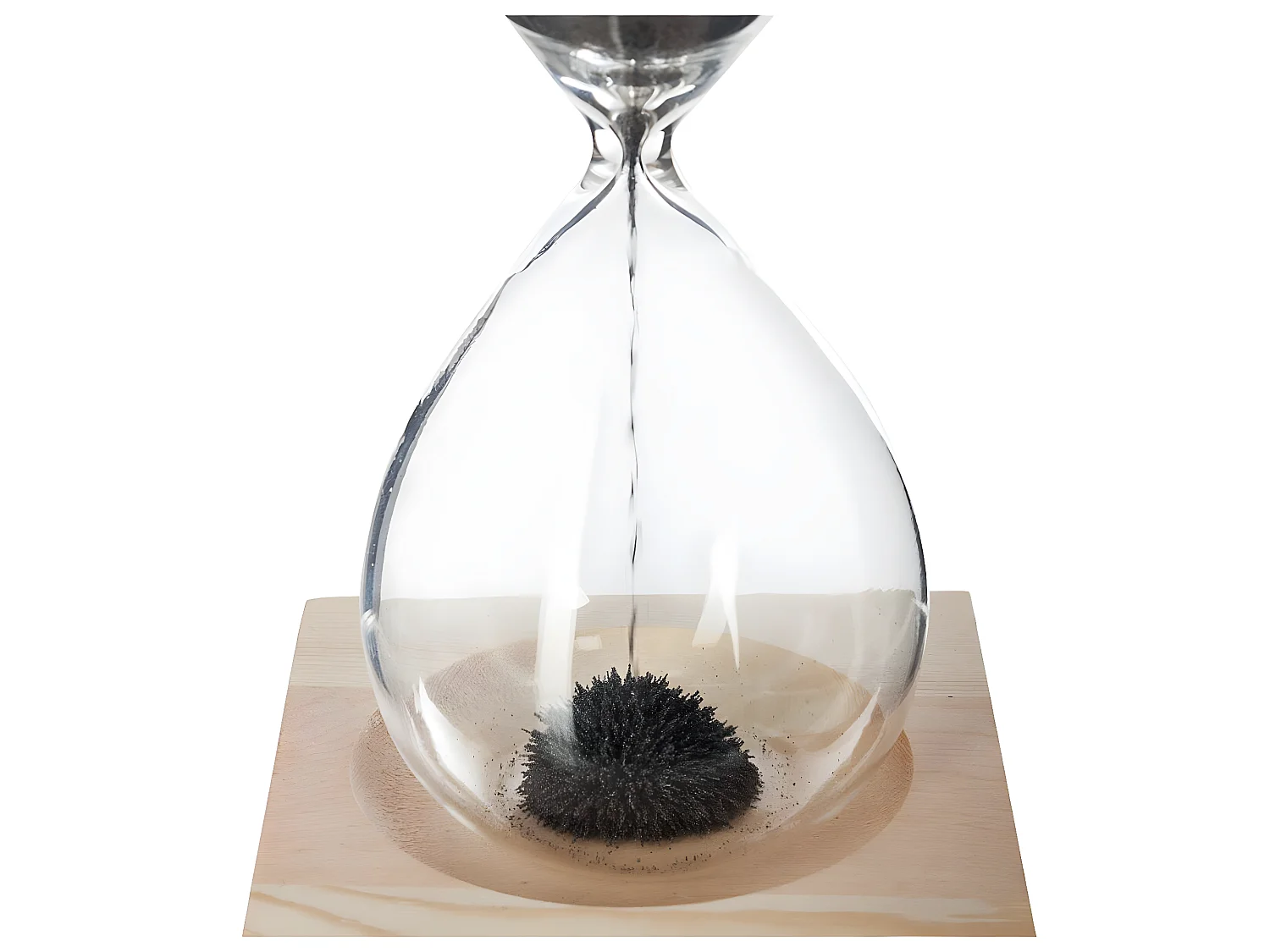 Sablier magnétique en verre et bois - L. 6 x l. 6 x H. 15 cm