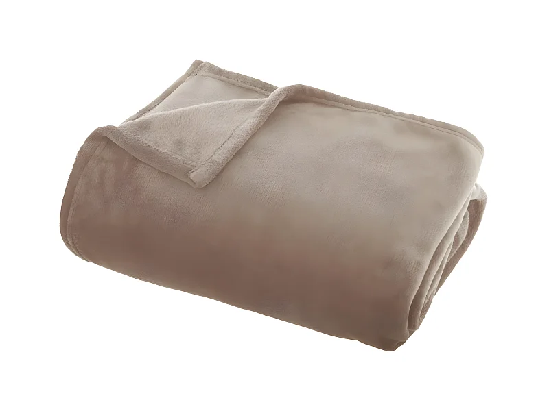 Plaid, couverture en polyester coloris Beige - L. 180  x P. 130  x H. 1 cm