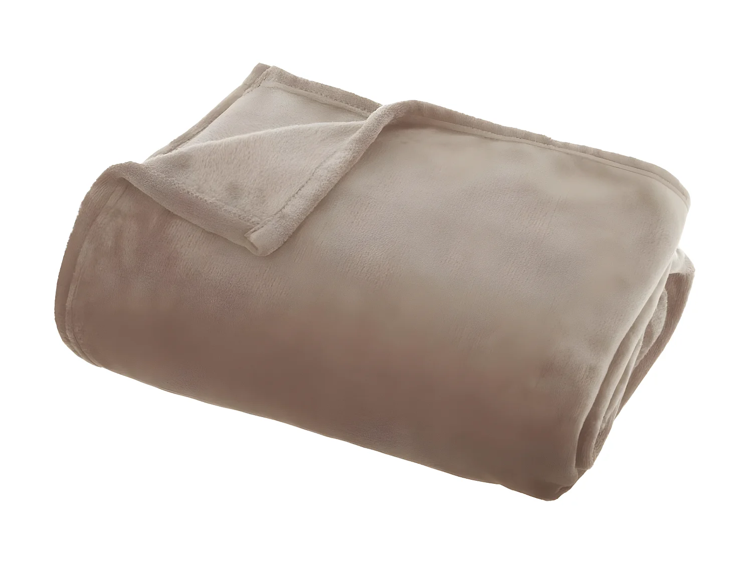 Plaid, couverture en polyester coloris Beige - L. 180  x P. 130  x H. 1 cm