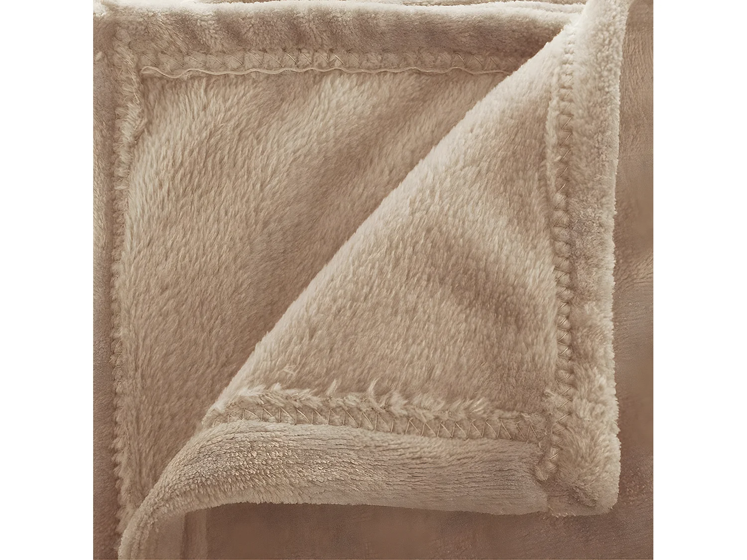 Plaid, couverture en polyester coloris Beige - L. 180  x P. 130  x H. 1 cm