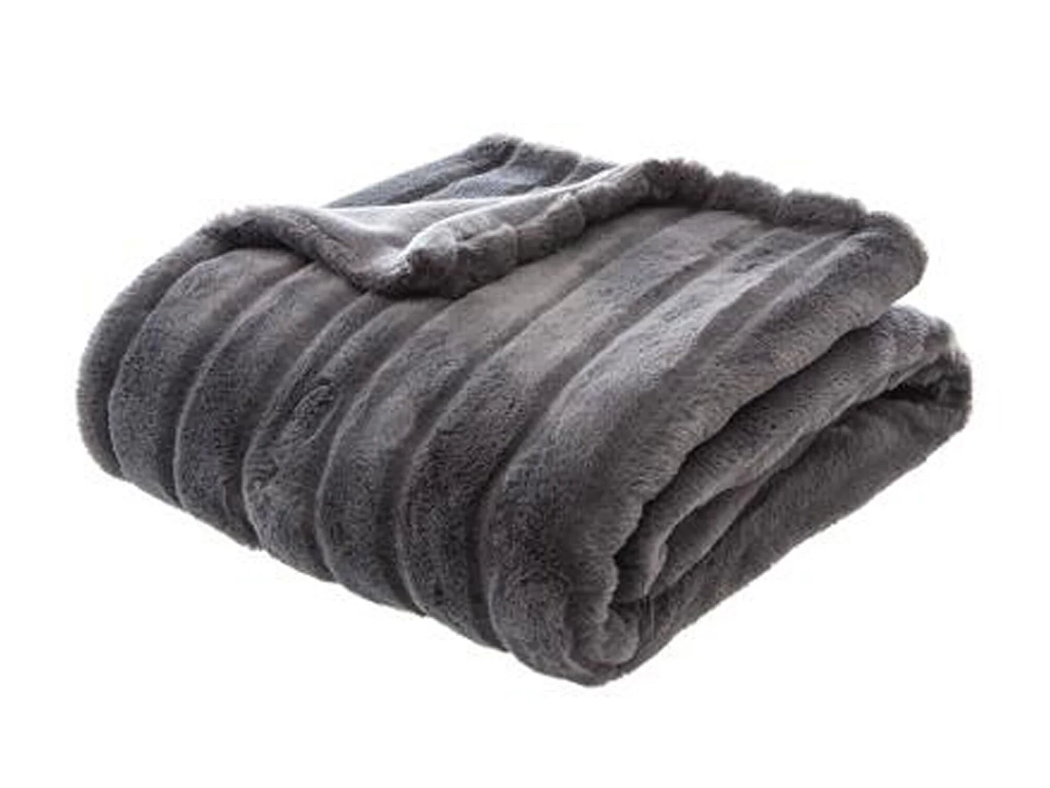 Plaid en polyester coloris gris foncé - Dim : L 160 x l 120 cm