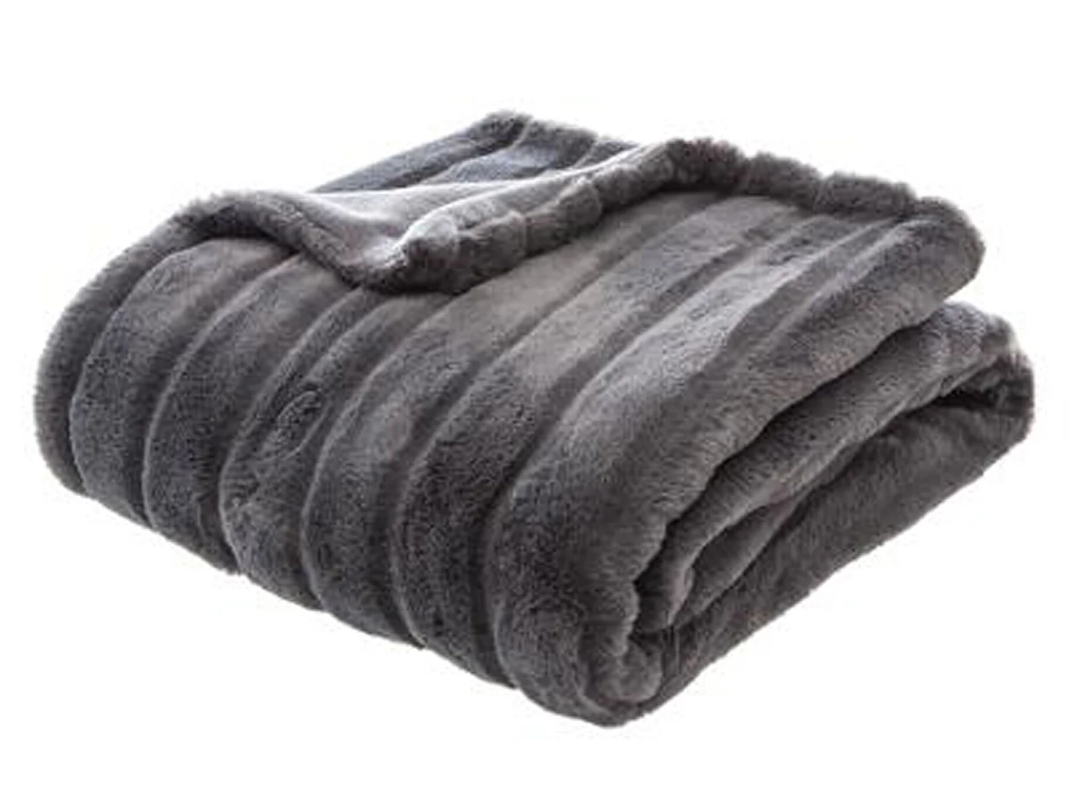 Plaid en polyester coloris gris foncé - Dim : L 160 x l 120 cm