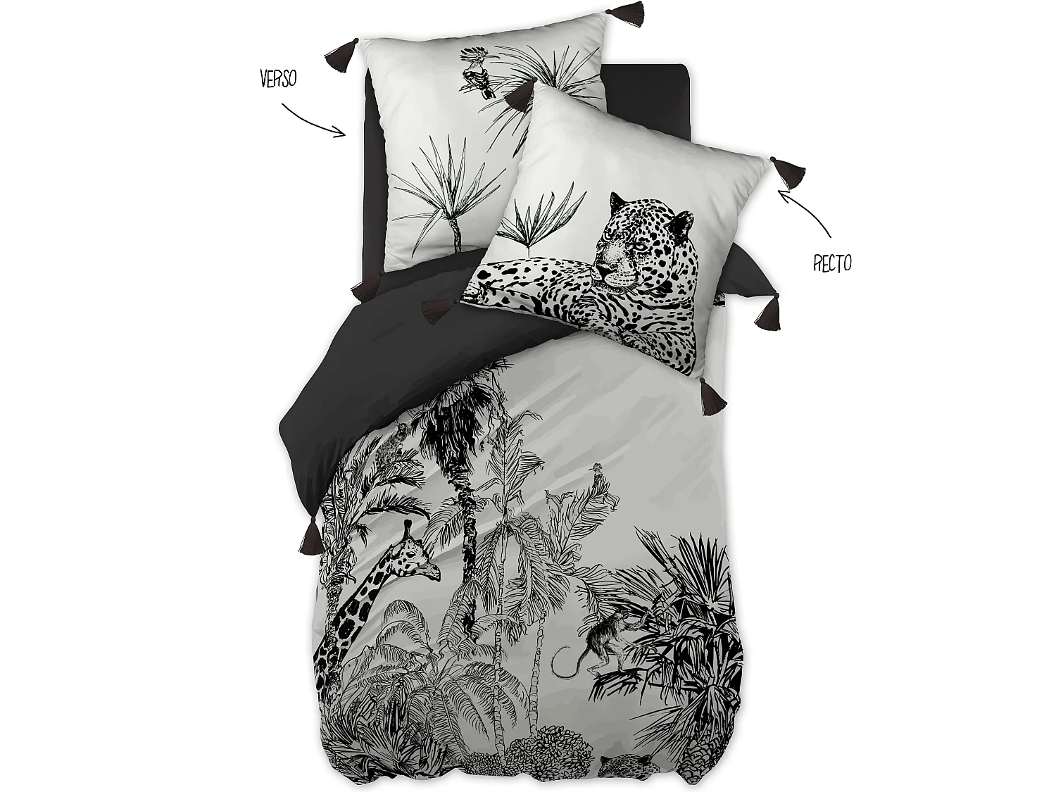 Parure housse de couette 260x240cm Panthere foret vierge