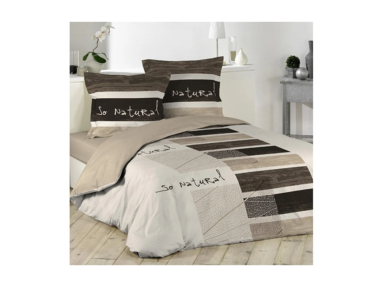 Parure de Lit 3 Pièces "So Natural" 260x240cm Marron