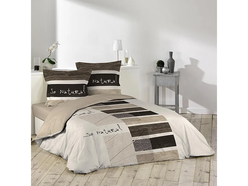 Parure de Lit 3 Pièces "So Natural" 260x240cm Marron