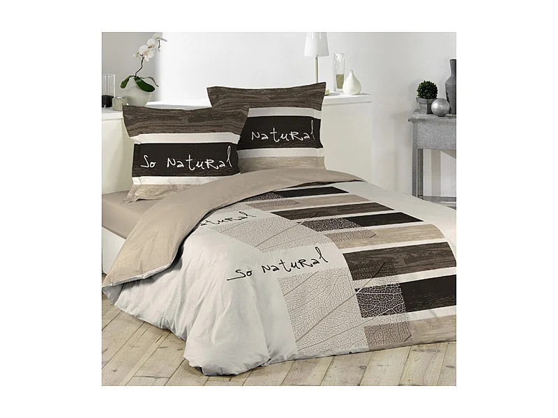 Parure de Lit 3 Pièces "So Natural" 260x240cm Marron