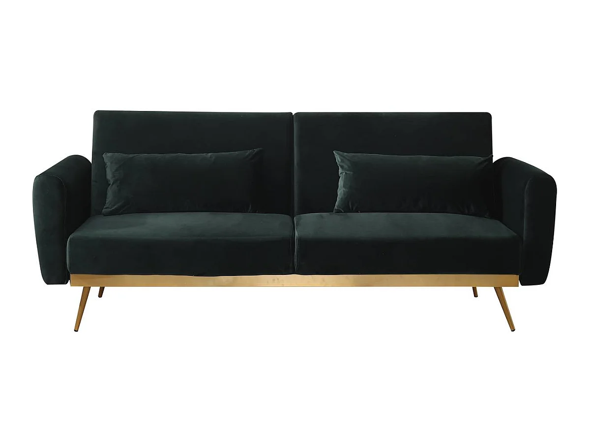 Slaapbank bankstel velours "Donia" - 203 x 81 x 83 cm - 3 zits - Groen Donkergroen