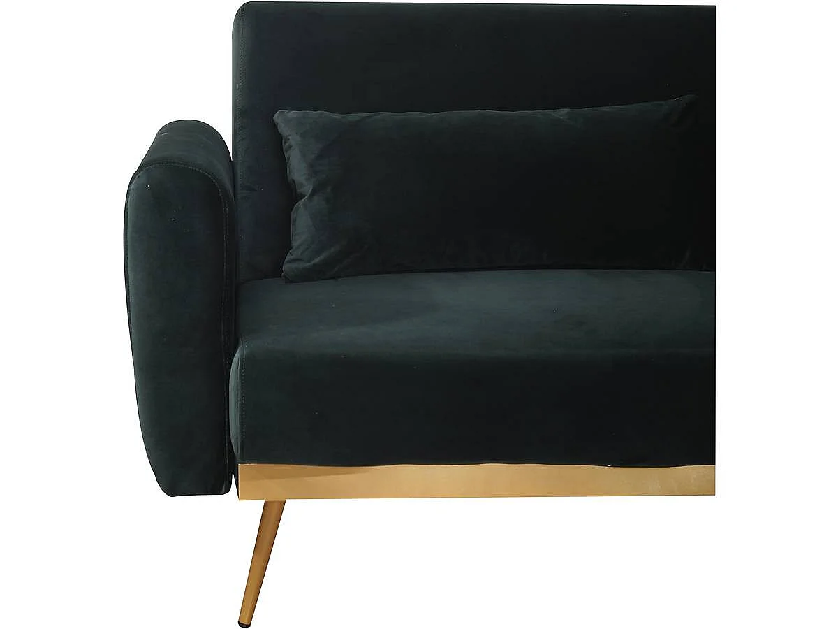 Sofá de veludo Clic Clac "Donia" - 203 x 81 x 83 cm - 3 lugares - Verde escuro