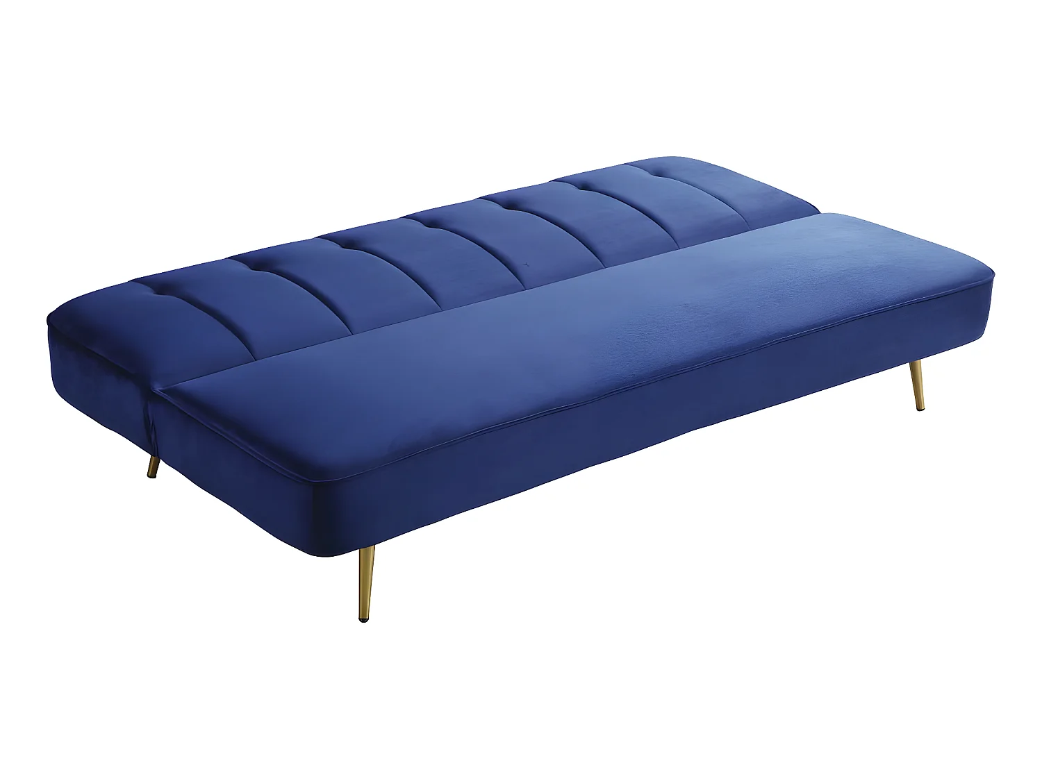 Canapé Clic Clac en velours "James" - 180 x  83 x 75 cm - 3 places - Bleu foncé