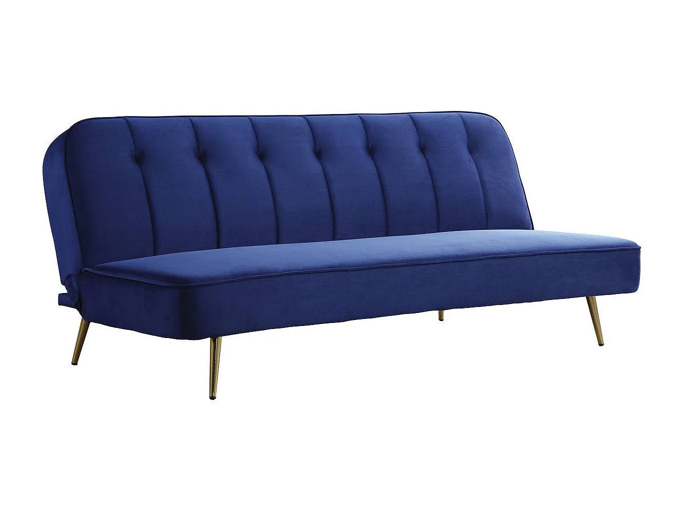 Slaapbank bankstel velours "James" - 180 x  83 x 75 cm - 3 zits - Blauw Donkerblauw