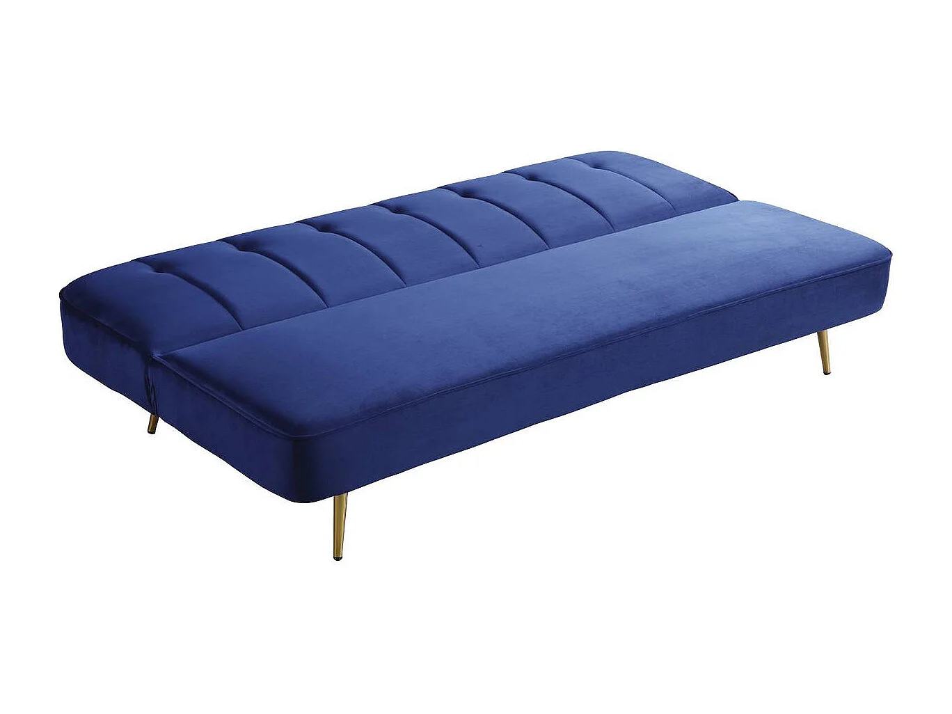 Slaapbank bankstel velours "James" - 180 x  83 x 75 cm - 3 zits - Blauw Donkerblauw