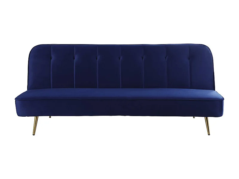 Slaapbank bankstel velours "James" - 180 x  83 x 75 cm - 3 zits - Blauw Donkerblauw