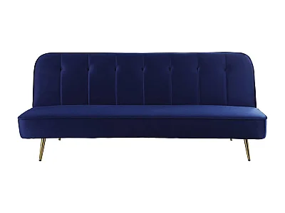Sofá de veludo Clic Clac "James" - 180 x 83 x 75 cm - 3 lugares - Azul escuro
