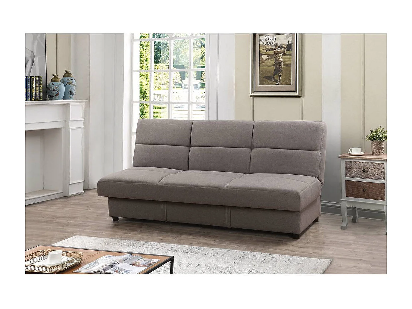 Canapé Clic-Clac "Enzo" - 185 x 84 x 85 cm - 3 places - Gris