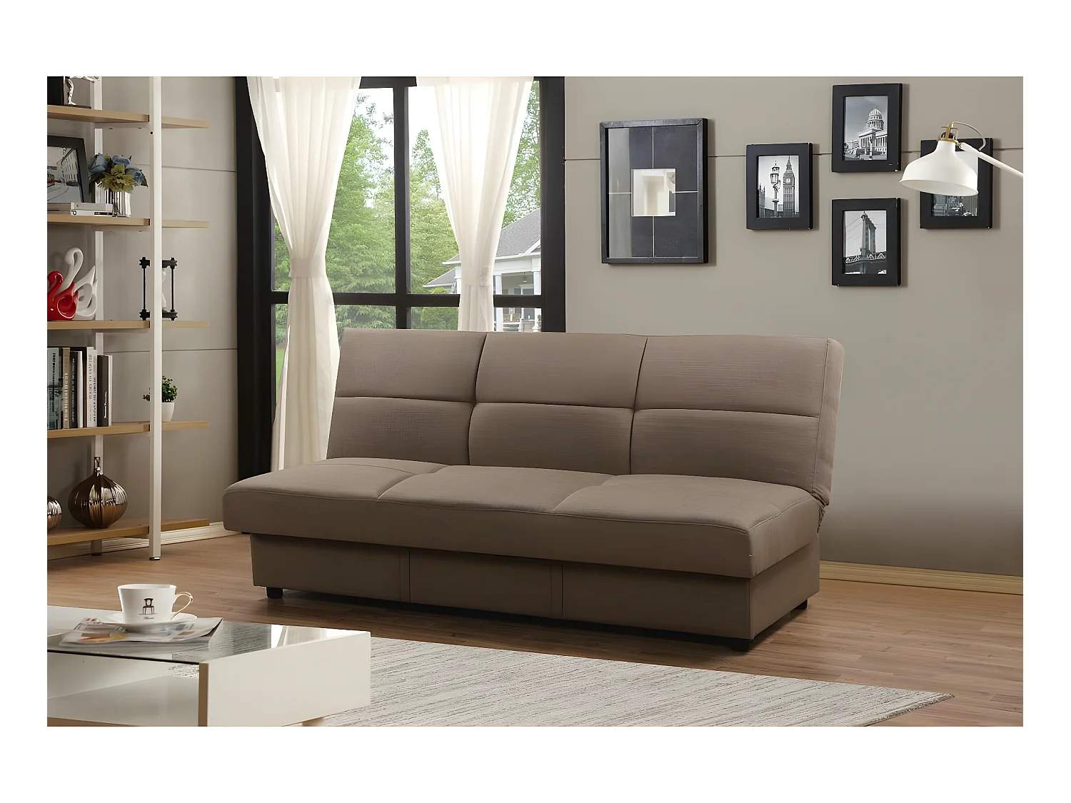 Canapé Clic-Clac "Enzo" - 185 x 84 x 85 cm - 3 places - Taupe