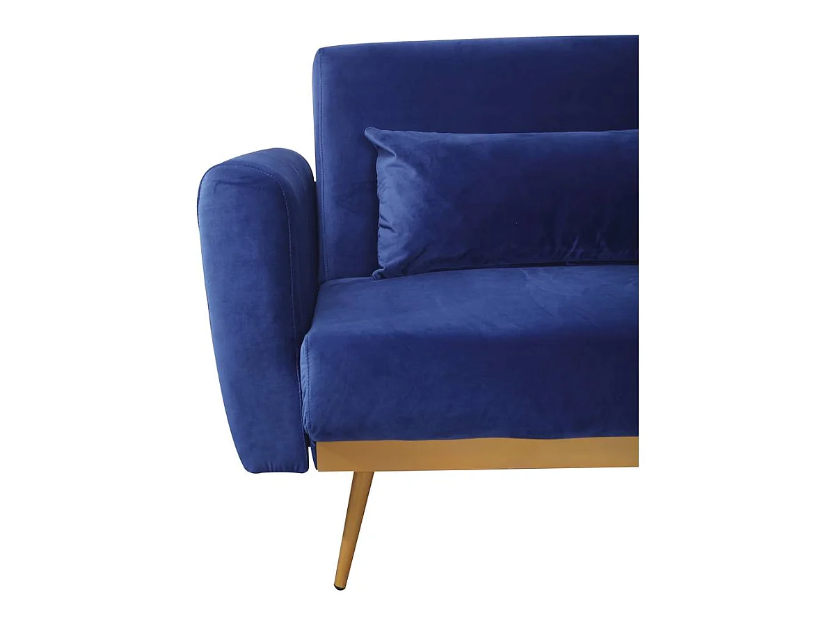 Sofá de veludo Clic Clac "Donia" - 203 x 81 x 83 cm - 3 lugares - Azul escuro