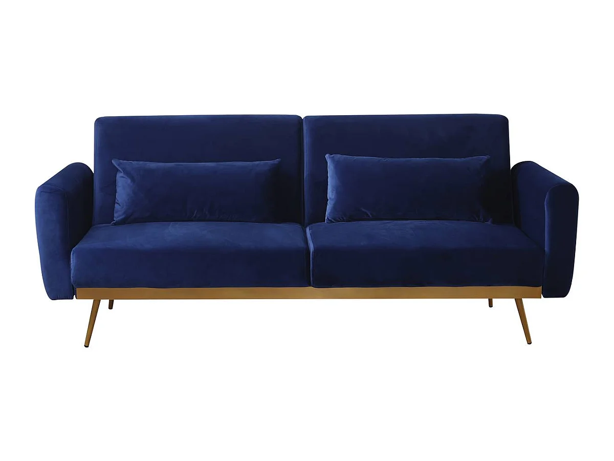 Canapé Clic Clac en velours "Donia" - 203 x 81 x 83 cm - 3 places -  Bleu foncé