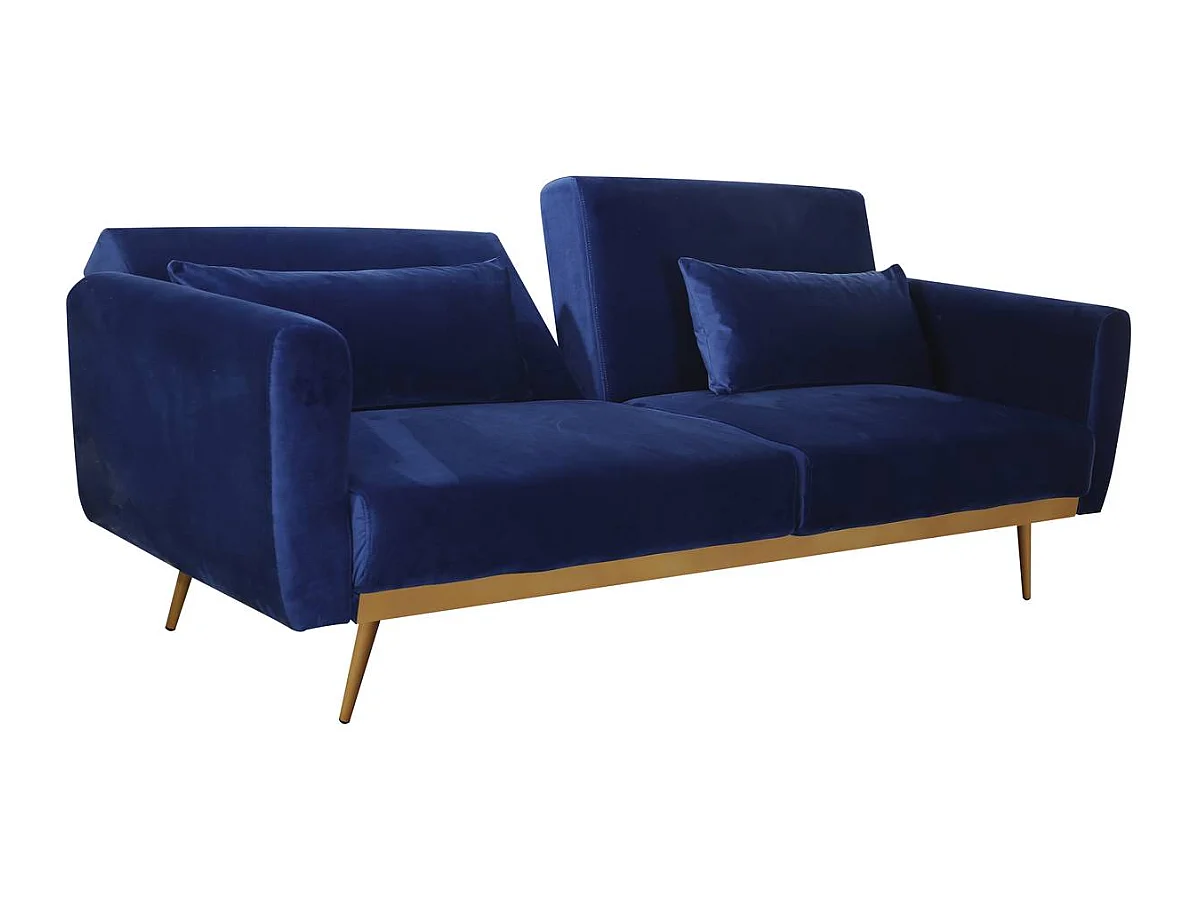 Canapé Clic Clac en velours "Donia" - 203 x 81 x 83 cm - 3 places -  Bleu foncé