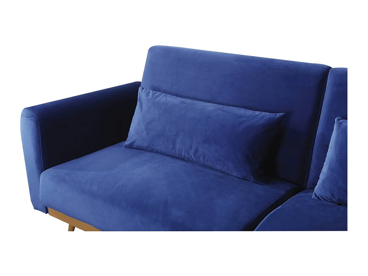 Canapé Clic Clac en velours "Donia" - 203 x 81 x 83 cm - 3 places -  Bleu foncé