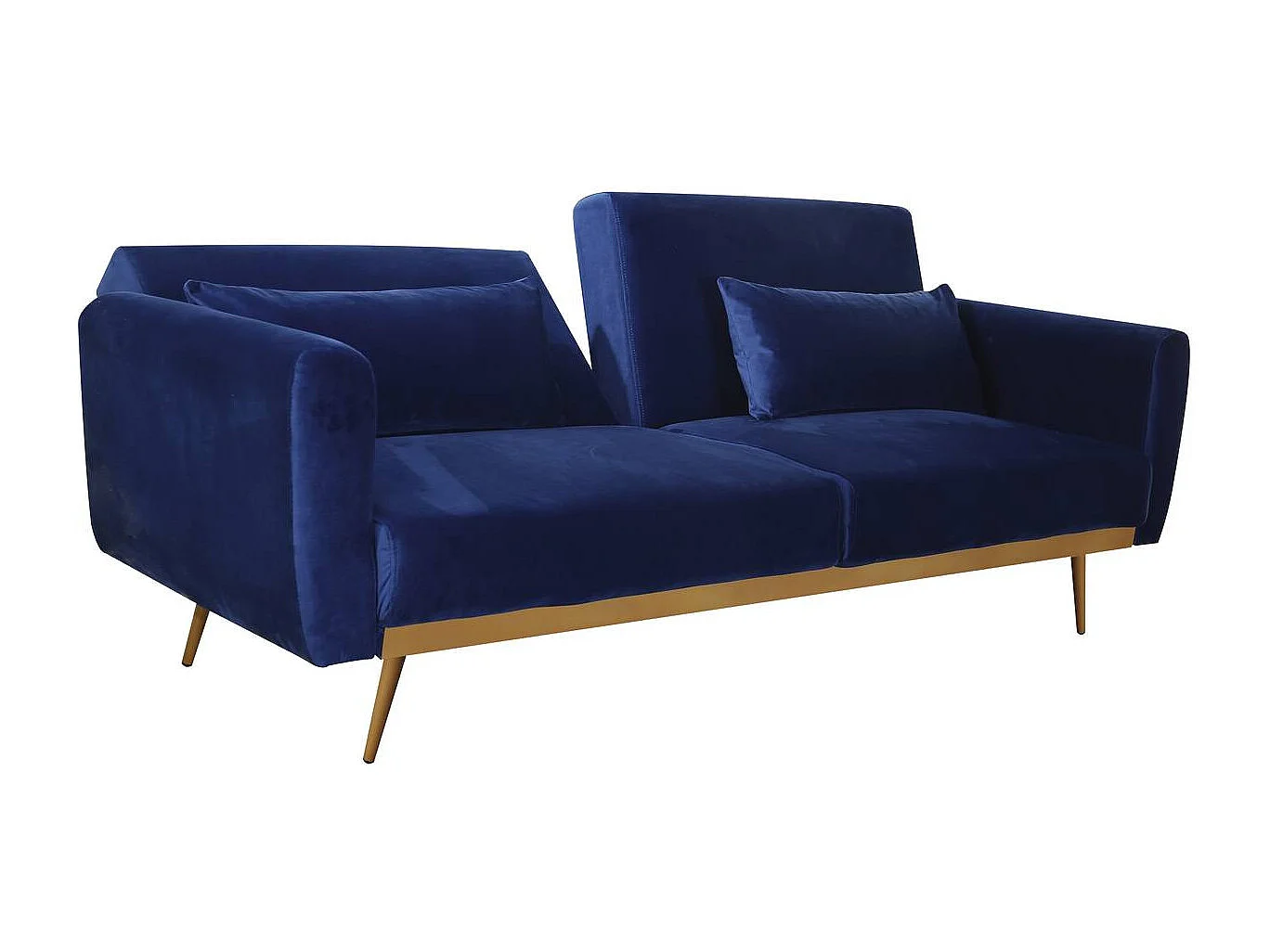 Kanapa rozkładana "Donia" z weluru - 203 x 81 x 83 cm - 3 miejsca - Ciemnoniebieska