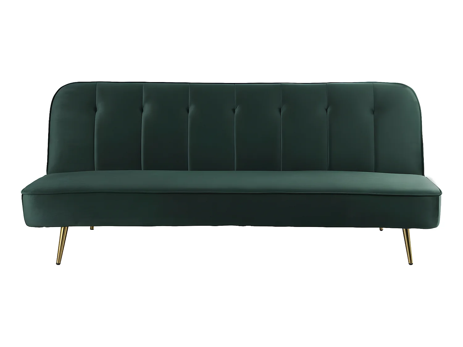 Sofá de veludo Clic Clac "James" - 180 x 83 x 75 cm - 3 lugares - Verde escuro.