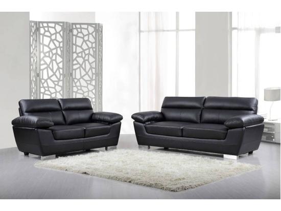 vente unique Canapé fixe en cuir reconstitué et PVC "Dallas" - 210 X 88 X 90 cm - 3 places - Noir