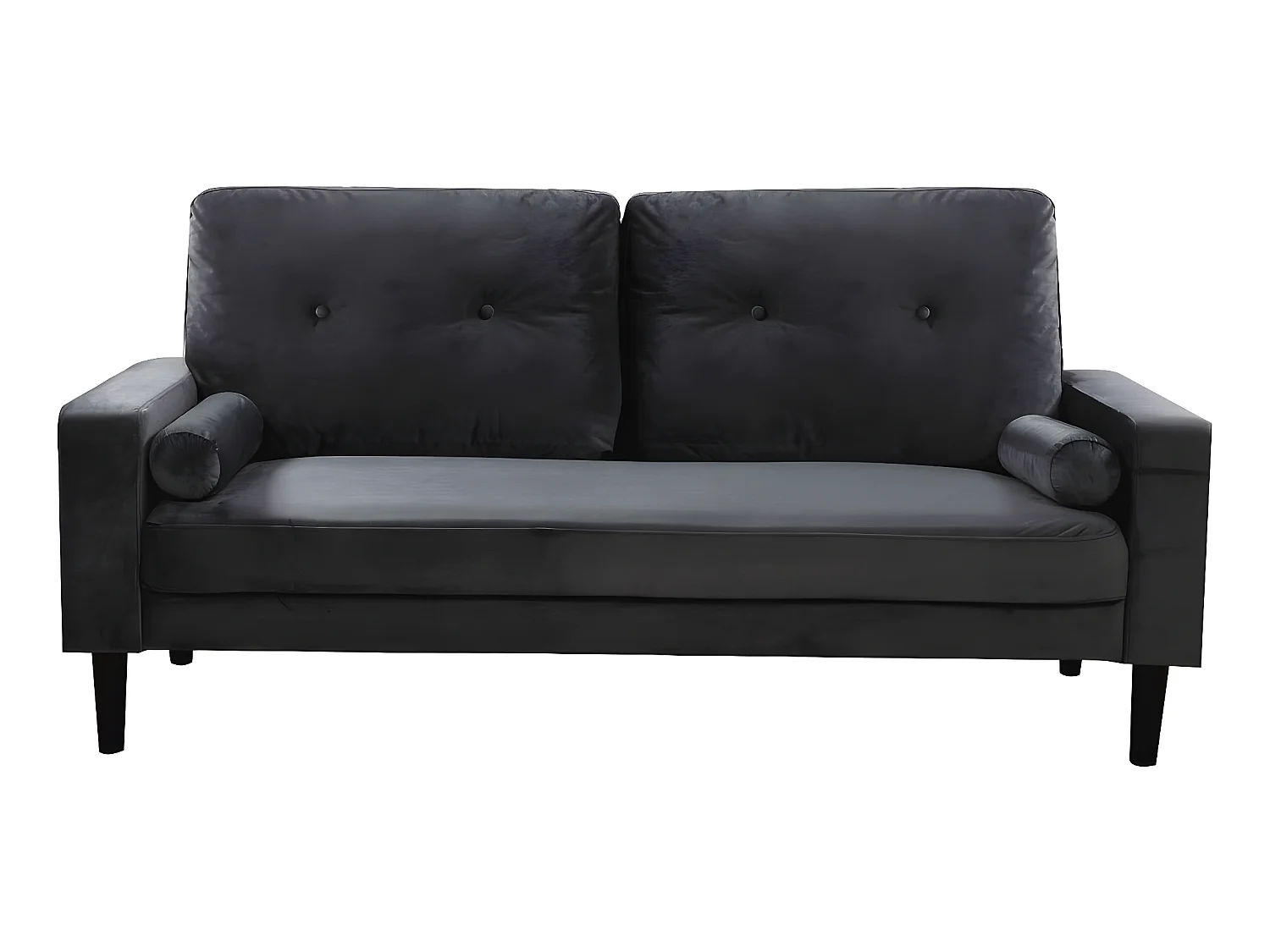 Canapé droit fixe en velours "Monika" - 3 places - Gris