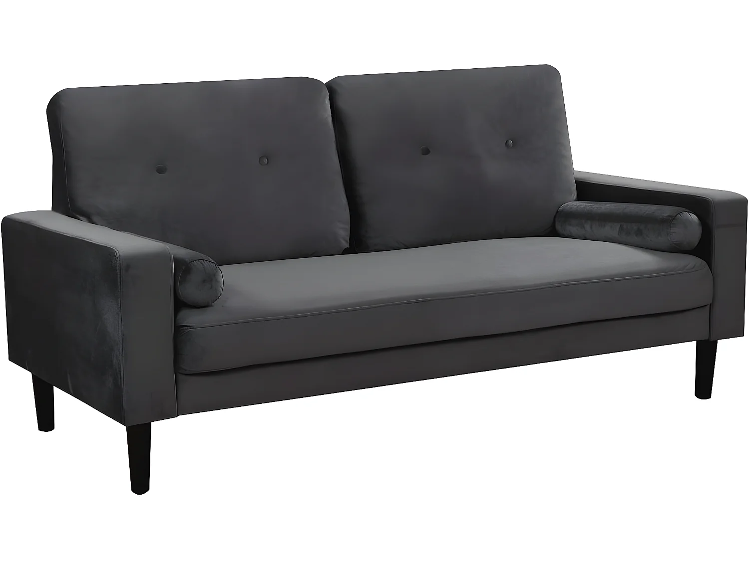 Canapé droit fixe en velours "Monika" - 3 places - Gris