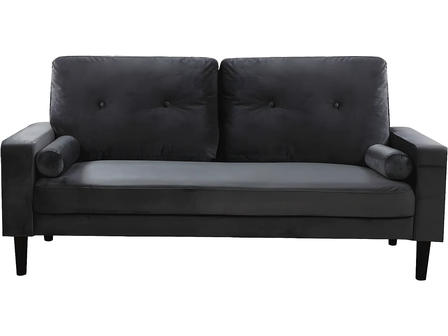 Canapé droit fixe en velours "Monika" - 3 places - Gris