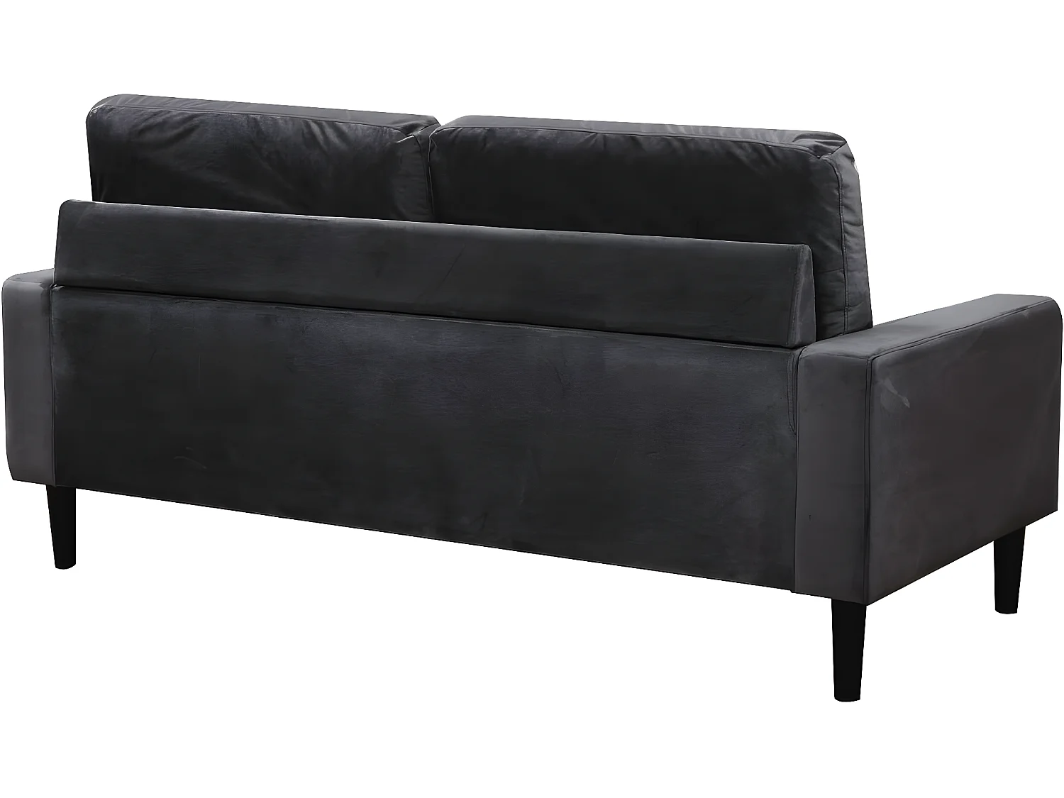 Canapé droit fixe en velours "Monika" - 3 places - Gris