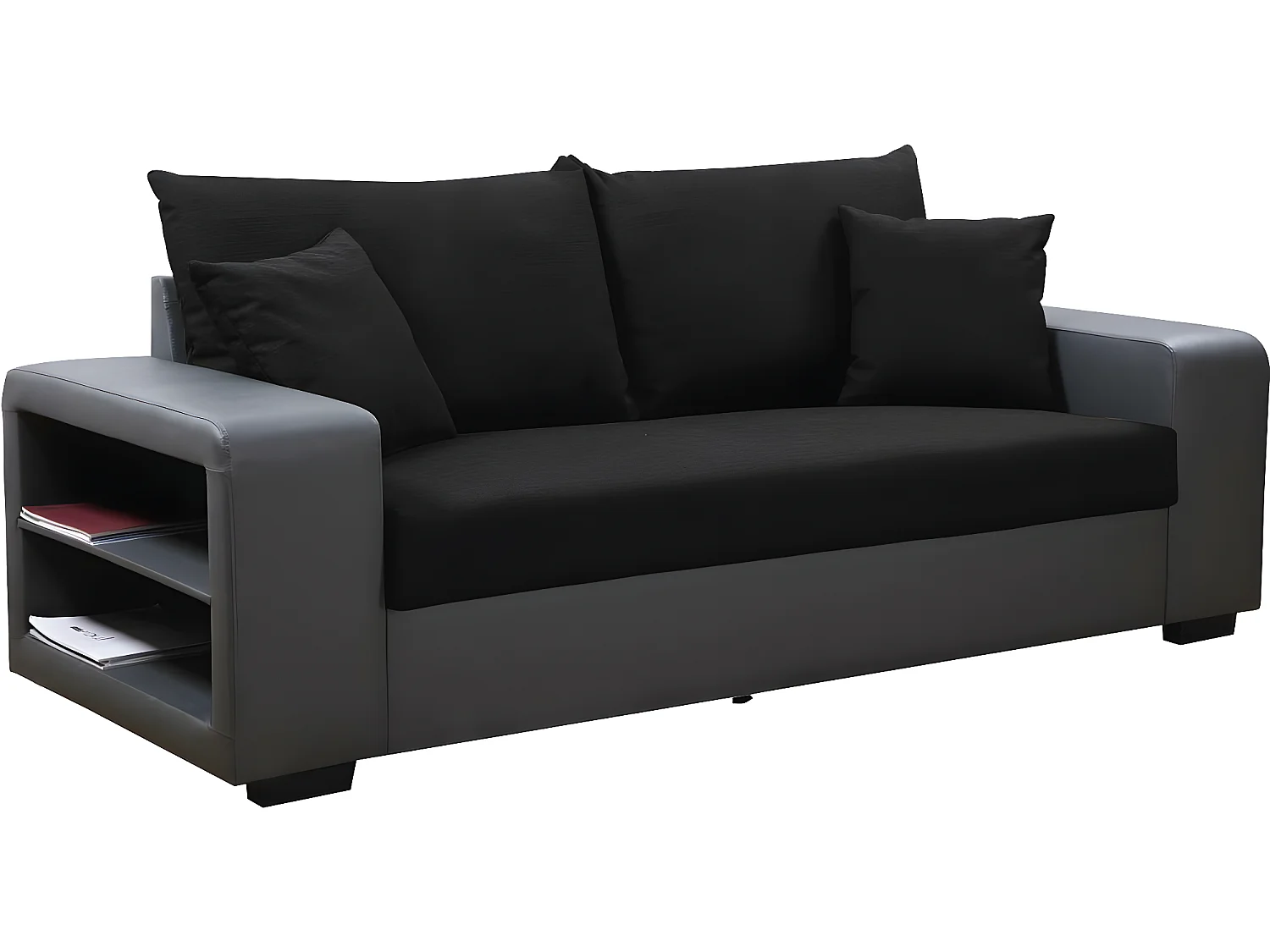 Canapé droit "Allen S" - 3 places - Gris foncé