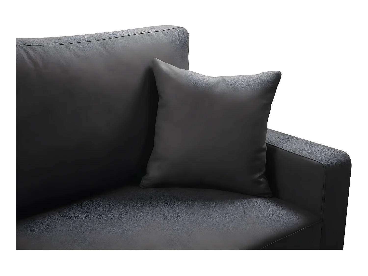 Sofá fixo "Alise" de 3 lugares em linho cinza com assento acolchoado de espuma