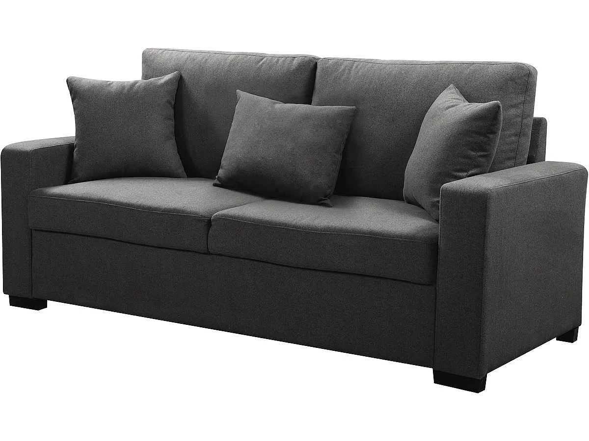 "Alise" 3-Sitsig Grå Linne Fast Soffa med Generös Sits och Modern Design