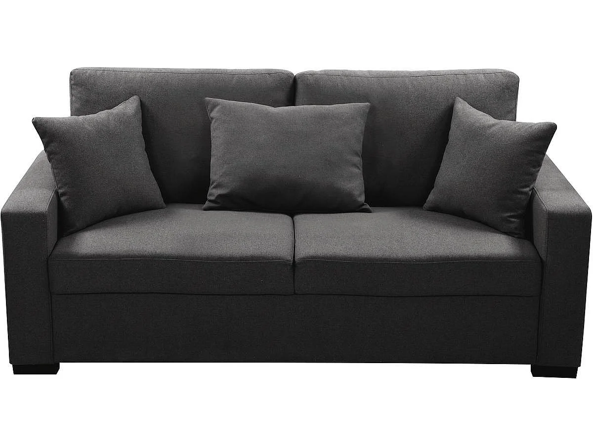 "Alise" 3-Sitsig Grå Linne Fast Soffa med Generös Sits och Modern Design