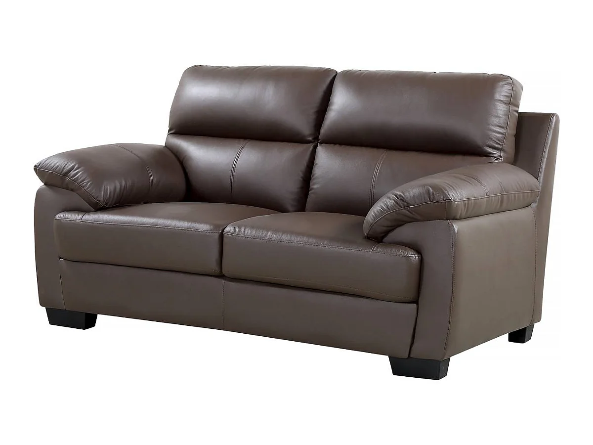 Leren en PVC "Cardiff" bankstel, 2 zits, chocolade - Elegant, robuust en comfortabel