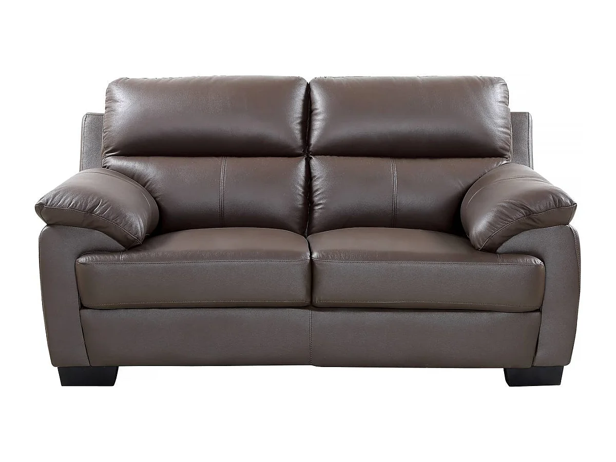 Leren en PVC "Cardiff" bankstel, 2 zits, chocolade - Elegant, robuust en comfortabel