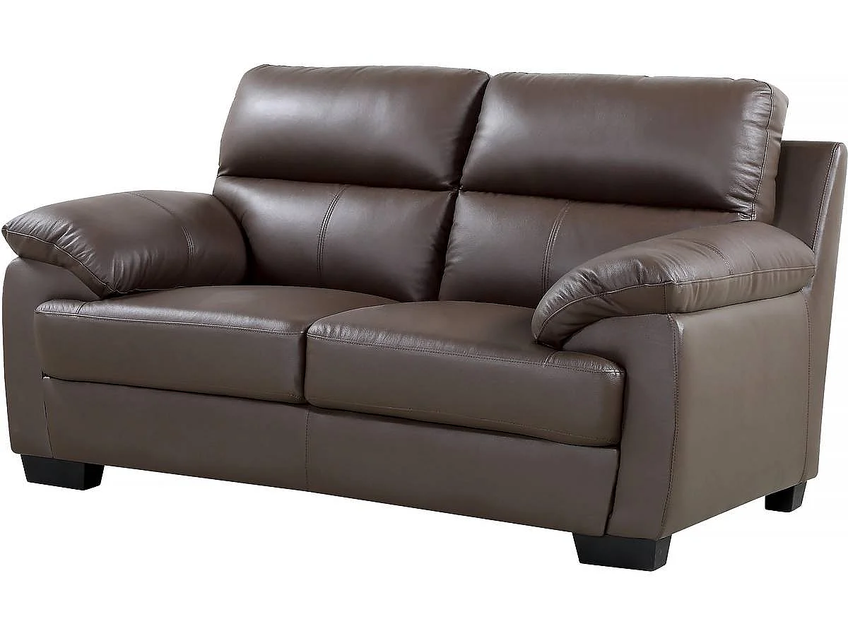 Sofá de couro e PVC "Cardiff", 2 lugares, chocolate - Elegante, resistente e confortável