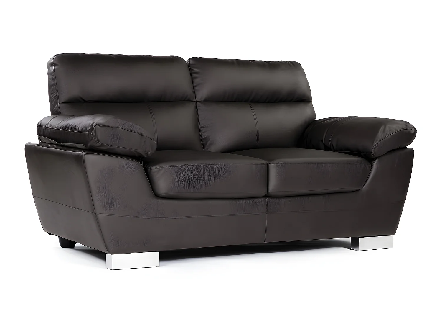 Canapé fixe en cuir reconstitué et PVC "Dallas" - 169 x 88 x 90 cm - 2 places - Chocolat