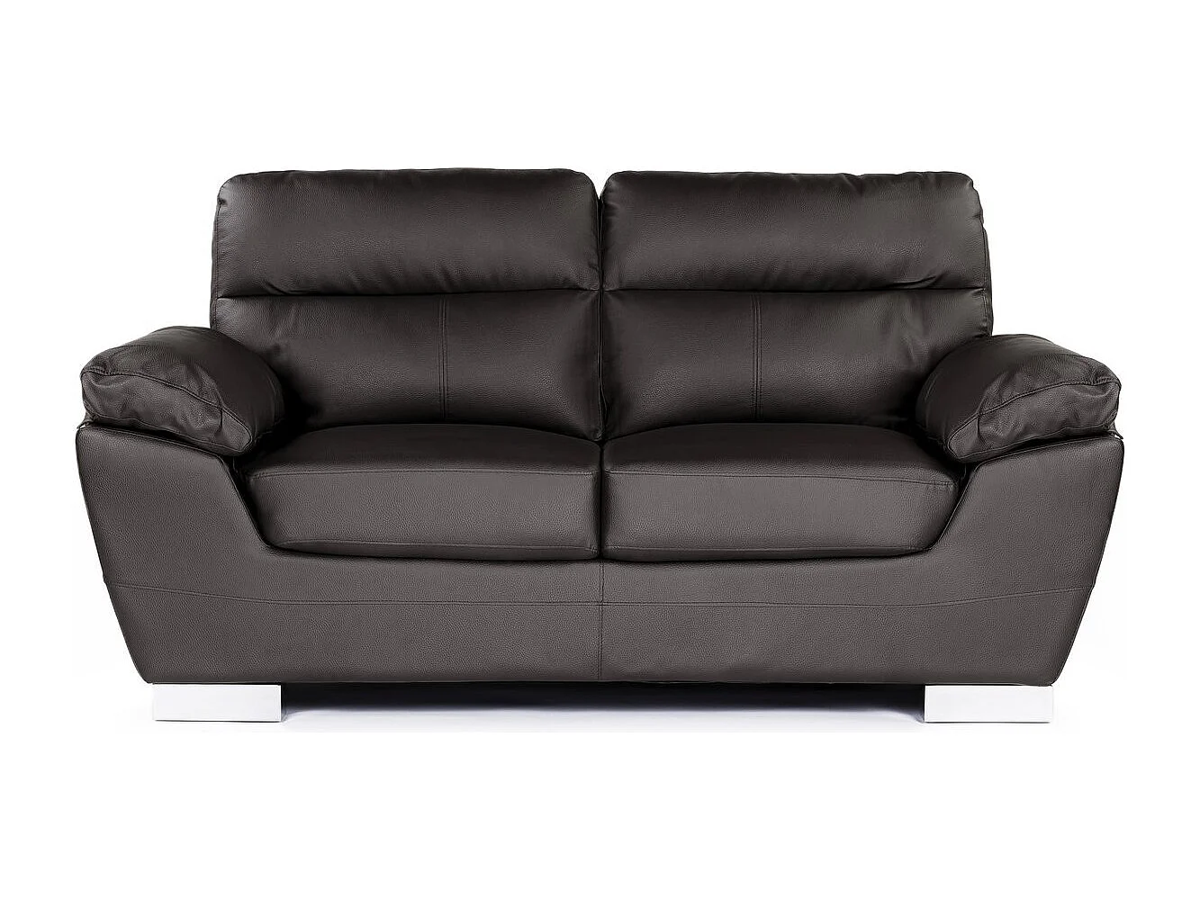 Canapé fixe en cuir reconstitué et PVC "Dallas" - 169 x 88 x 90 cm - 2 places - Chocolat