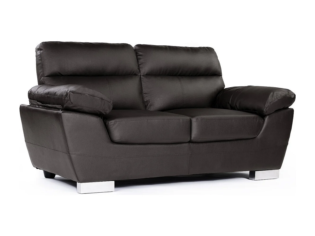 Bank gereconstrueerd leer en pvc meubel bankstel "Dallas" - 169 x 88 x 90 cm - 2 zits - Chocolade bruin