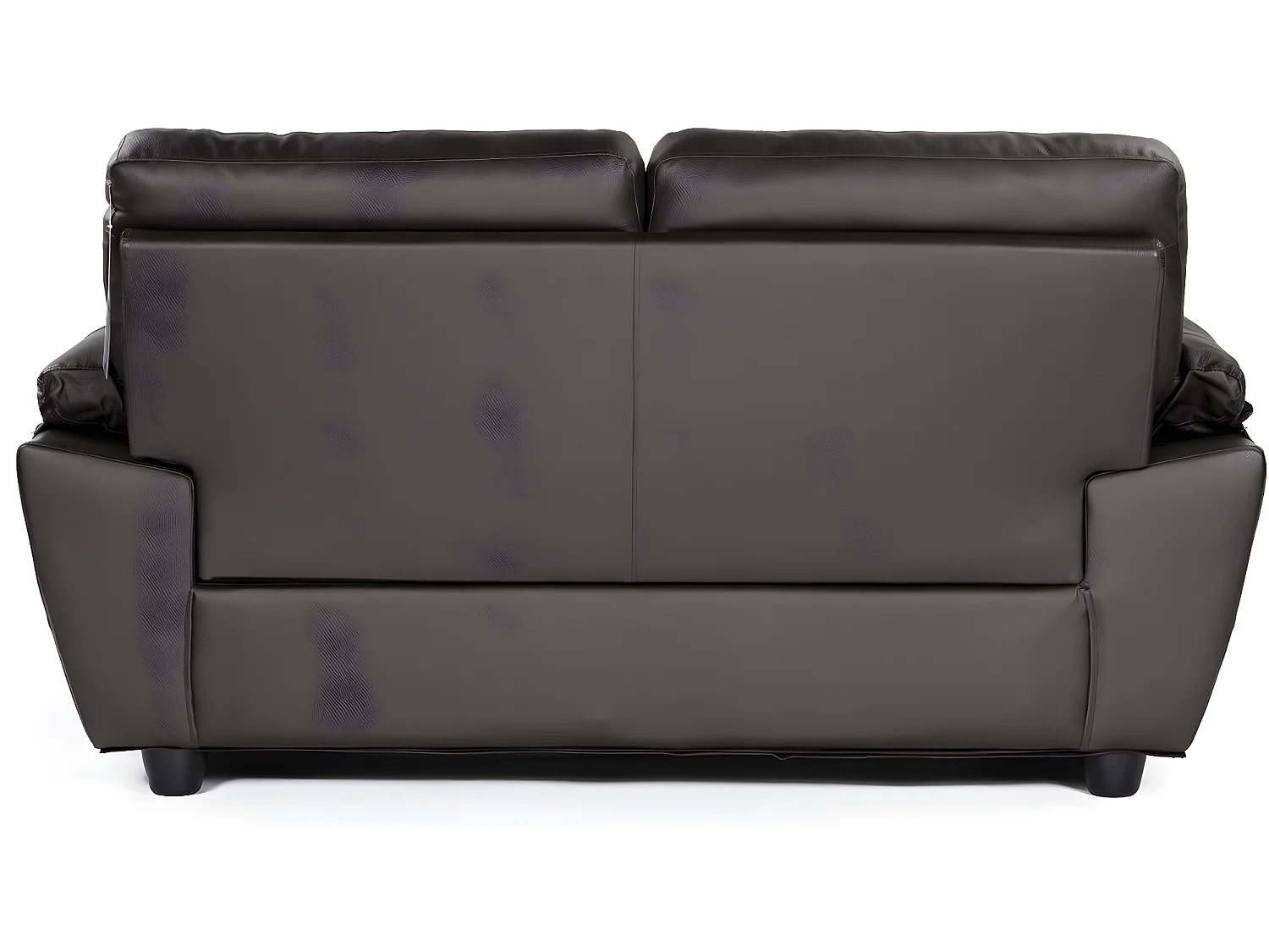 Bank gereconstrueerd leer en pvc meubel bankstel "Dallas" - 169 x 88 x 90 cm - 2 zits - Chocolade bruin