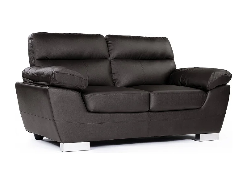 Canapé fixe en cuir reconstitué et PVC "Dallas" - 169 x 88 x 90 cm - 2 places - Chocolat