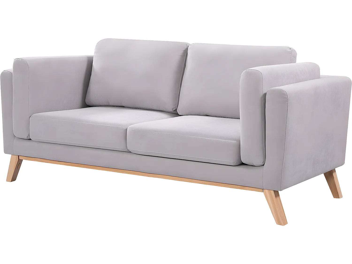 Canapé fixe tissu "Elizabeth" - 196 x 87 x 84 cm - 3 places - Gris clair