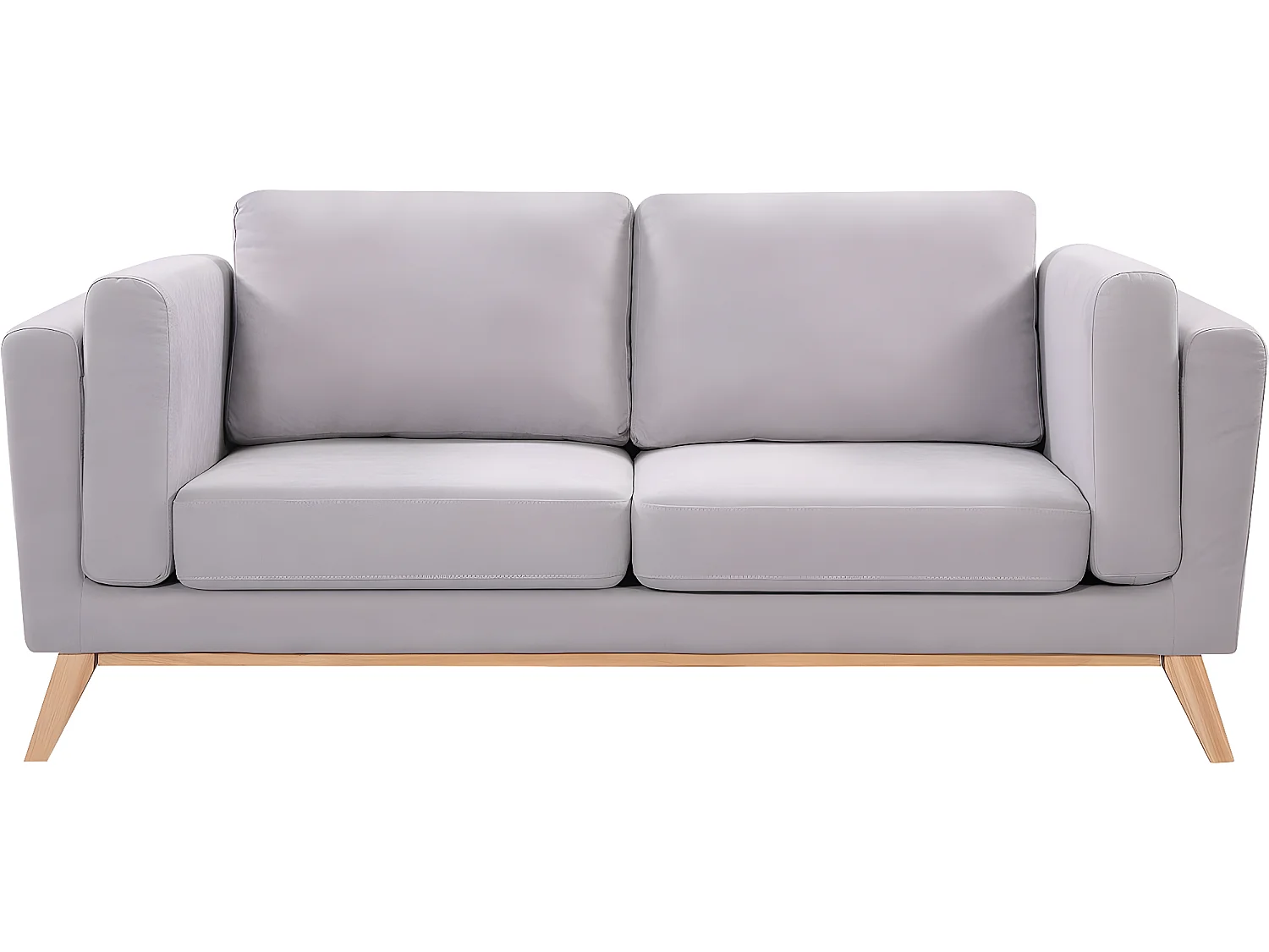 Canapé fixe tissu "Elizabeth" - 196 x 87 x 84 cm - 3 places - Gris clair