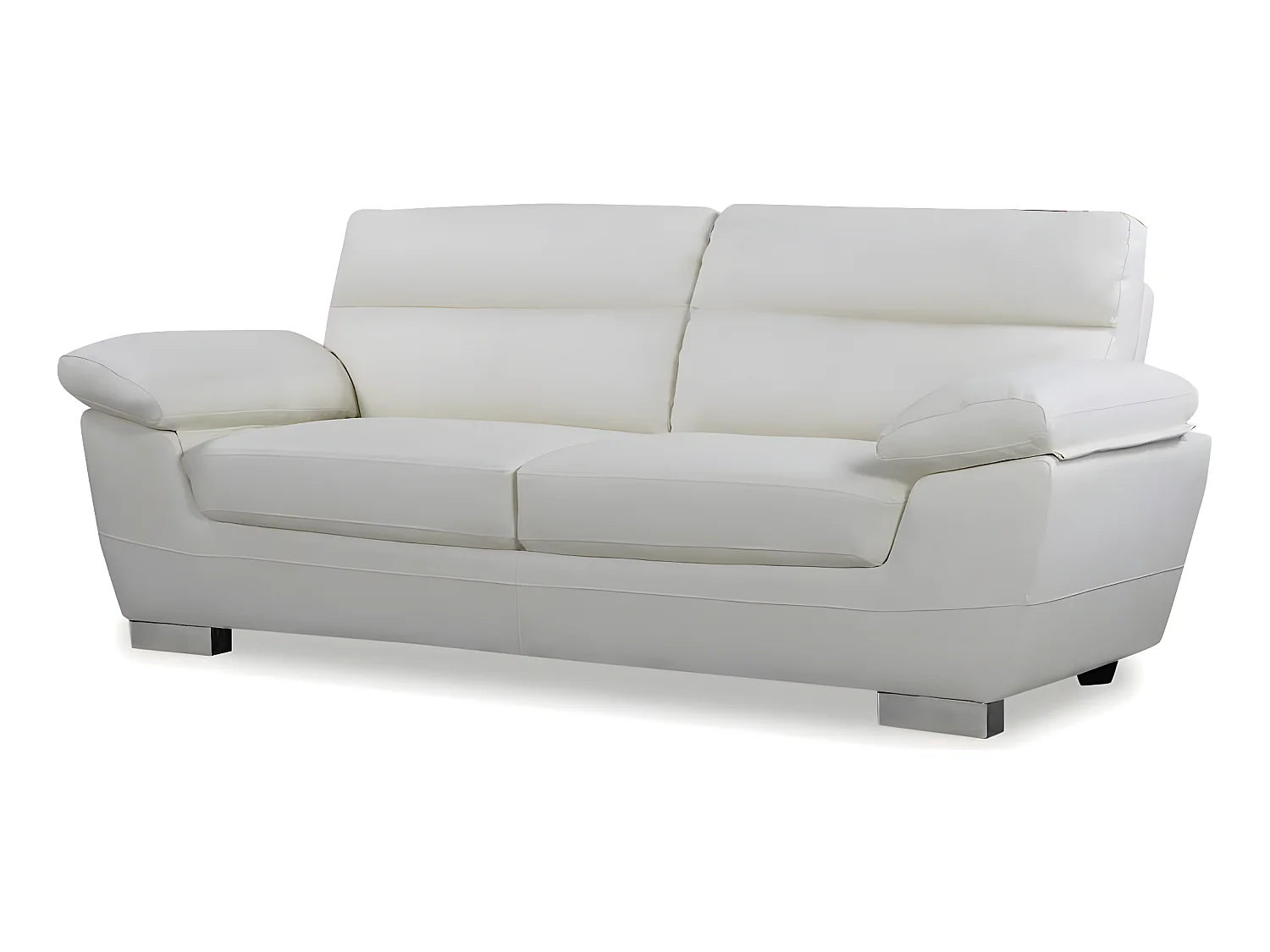 Ledersofa aus rekonstituiertem Leder und PVC "Dallas" - 210 X 88 X 90 cm - 3-Sitzer - Weiß