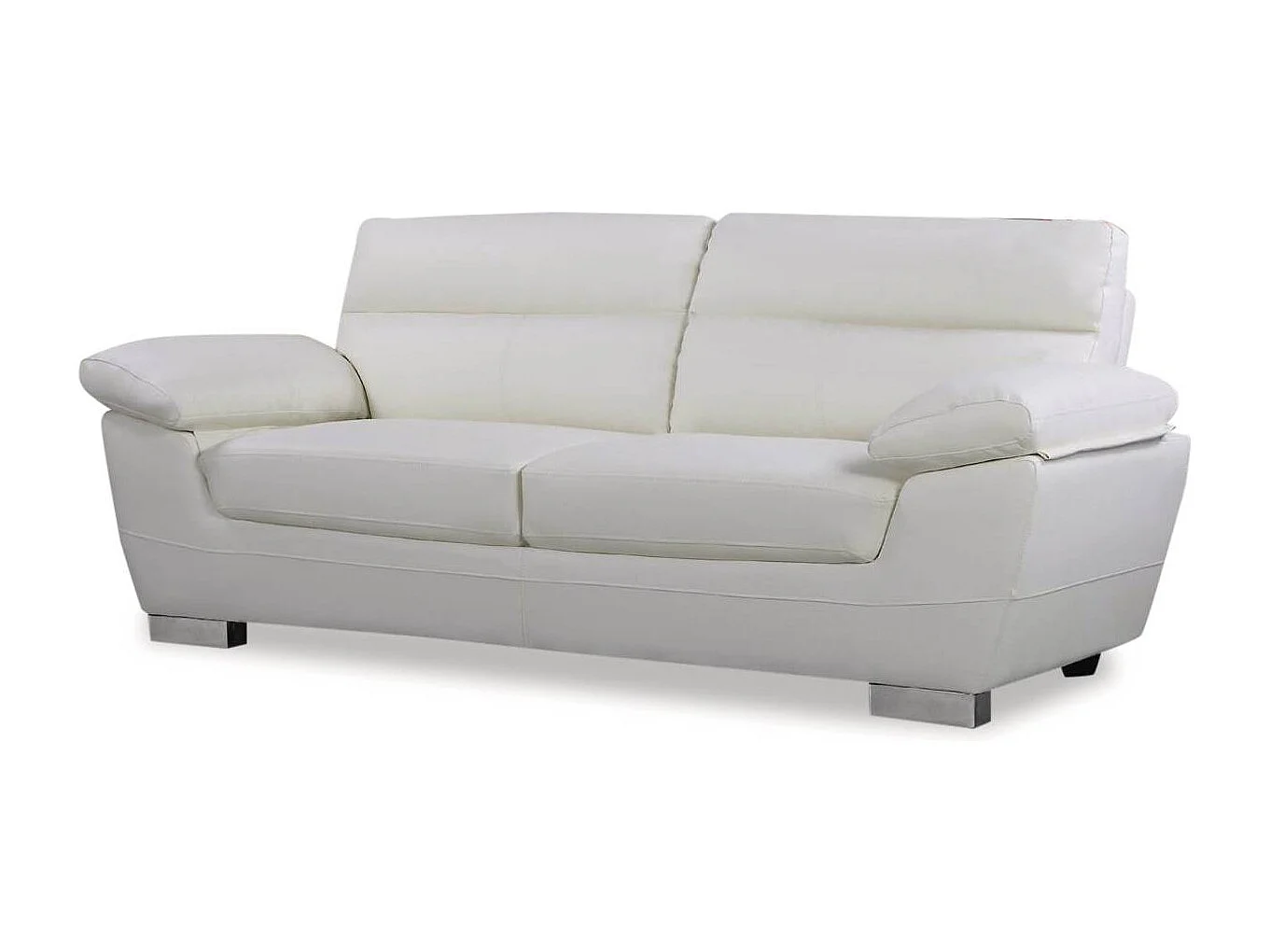 Canapé fixe en cuir reconstitué et PVC "Dallas" - 210 X 88 X 90 cm - 3 places - Blanc